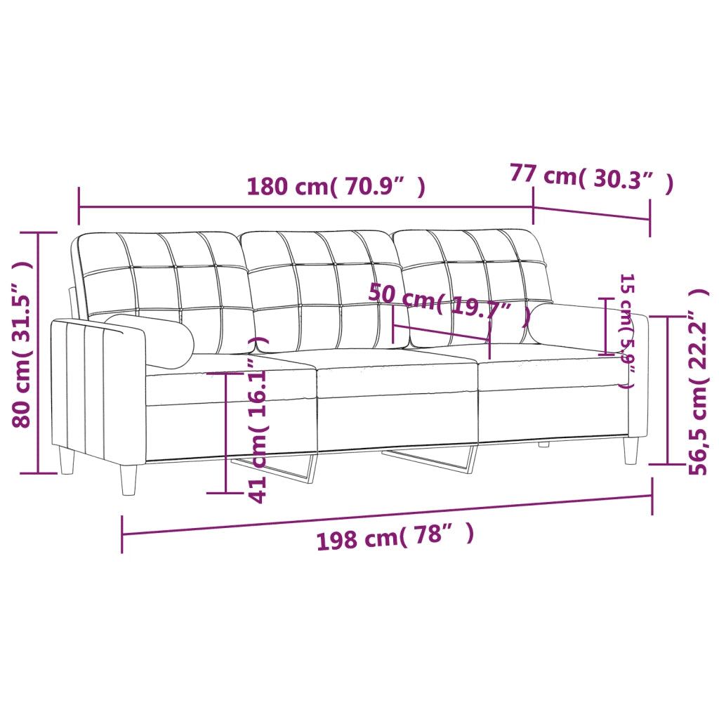 Divano a 3 Posti con Cuscini-Sofa 3 Posti con Cuscini Marrone 180 cm in Tessuto 327844