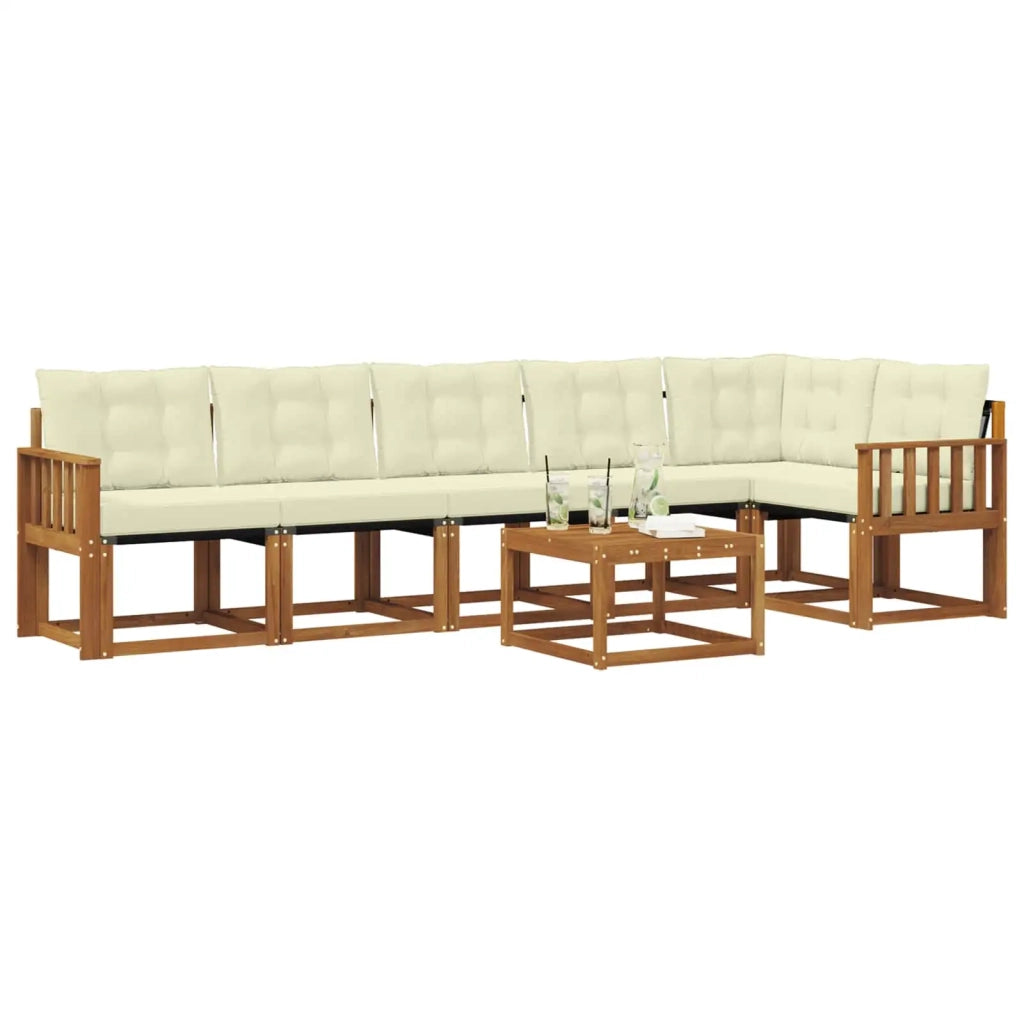 Set di divani da esterno con cuscino 7 pcs Naturale e Crema 3368733