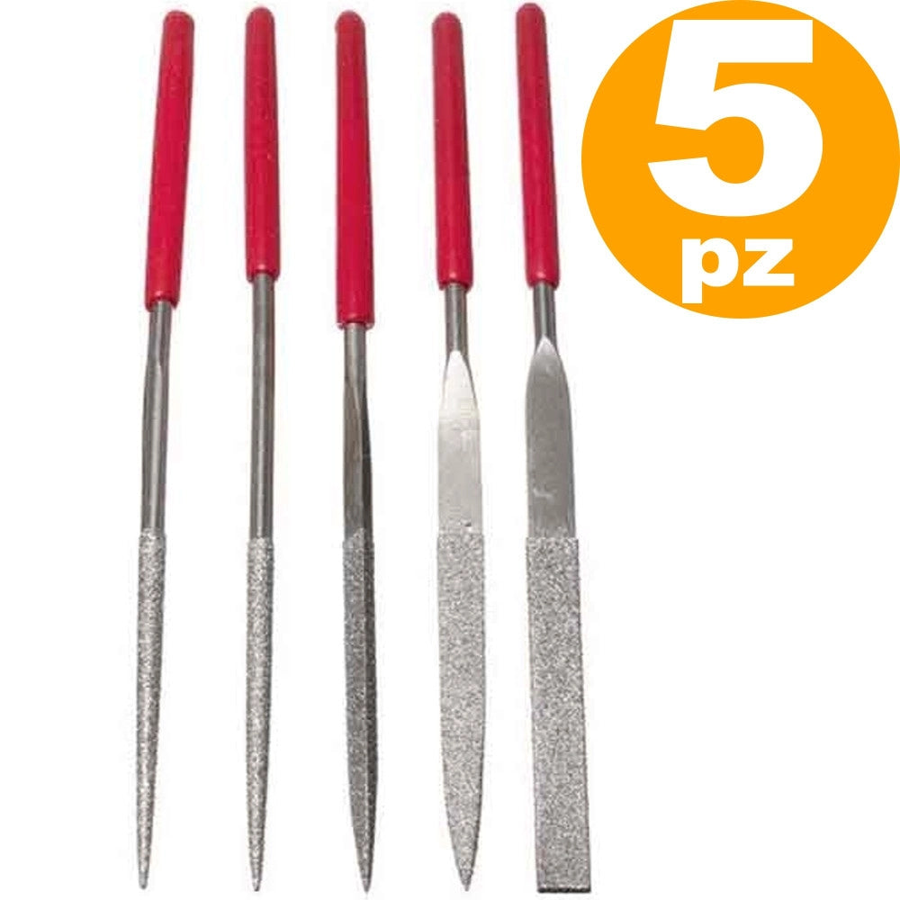 Trade Shop - 5 Lime Ad Ago Manico Gomma 160mm Finitura Perfetta Precisione Metallo Gioielli -
