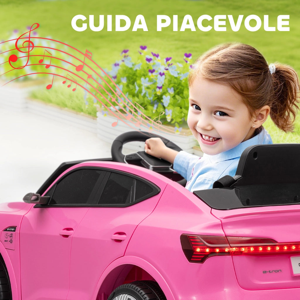 Macchina Elettrica per Bambini 12V con Telecomando Luci e Musica Rosa