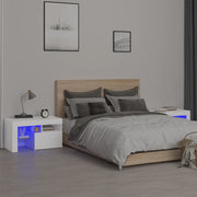Comodini 2 pz con Luci a LED Bianchi 70x36,5x40 cm 3152770