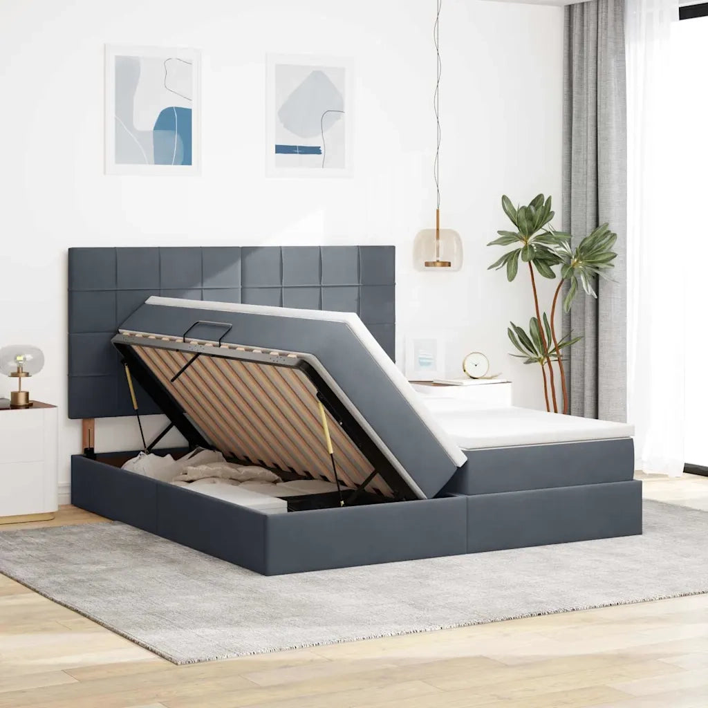 Letto con testiera Grigio scuro 180 x 200 cm Velluto