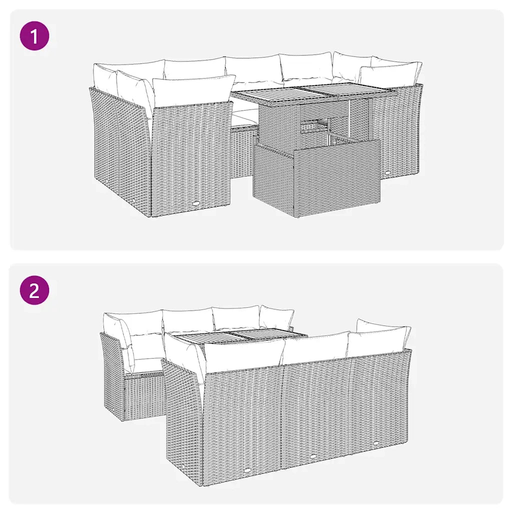 Set Divani da Giardino con Cuscini 7pz Nero Polyrattan 3326890