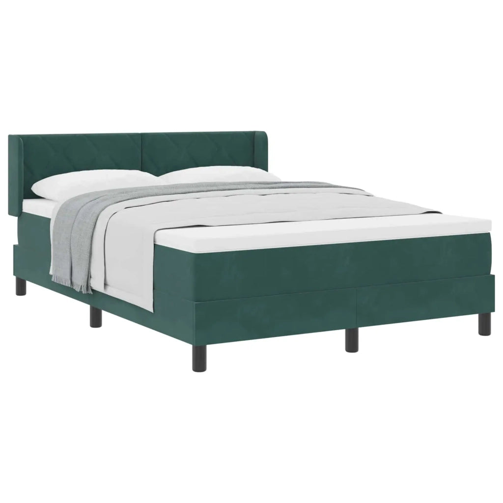 Letto a molle con materasso Verde Scuro 200 x 140 cm Poliestere