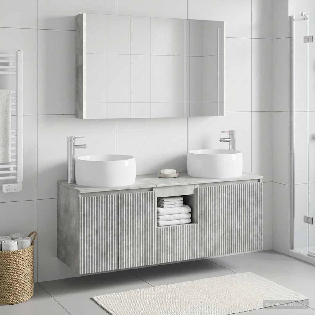 Set di Armadi da Bagno 4 pz Grigio Cemento Legno ingegnerizzato 3406546