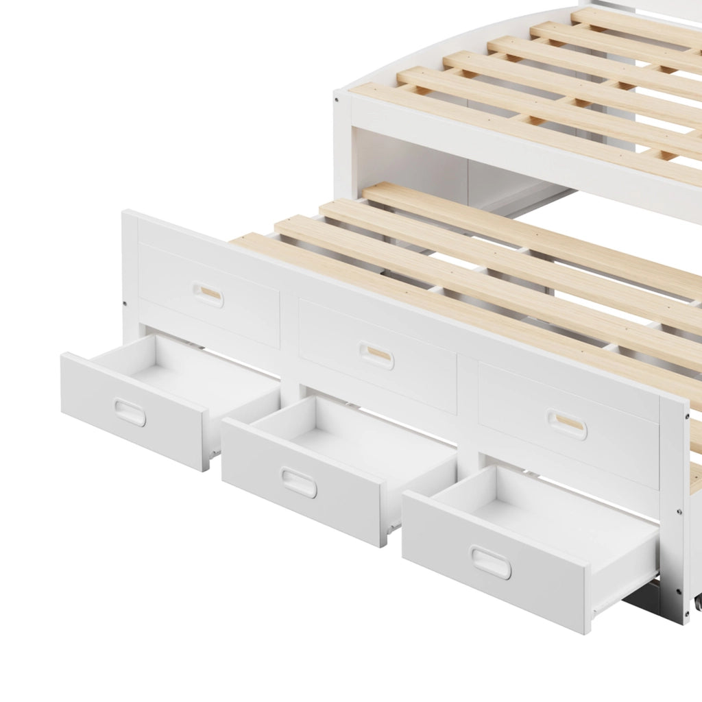 LETTO Estraibile 90x200 cm con LED, 3 Cassetti, Bianco
