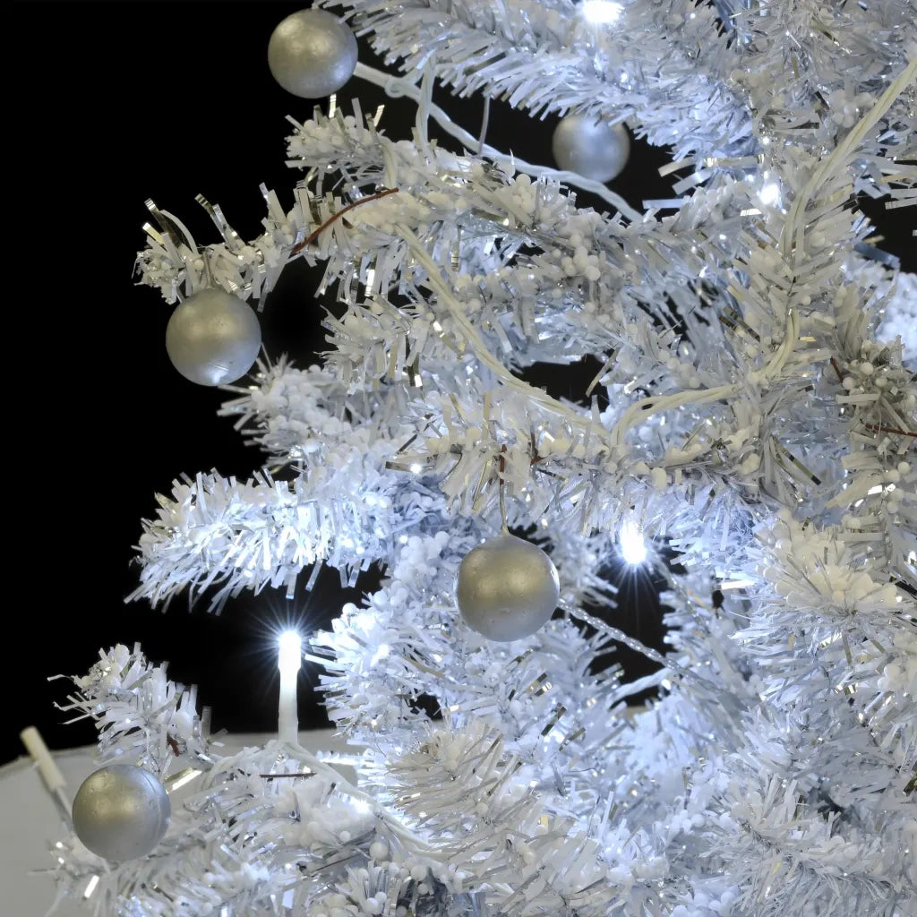 Albero di Natale con Neve e Base a Ombrellone Bianco 170 cm 284336