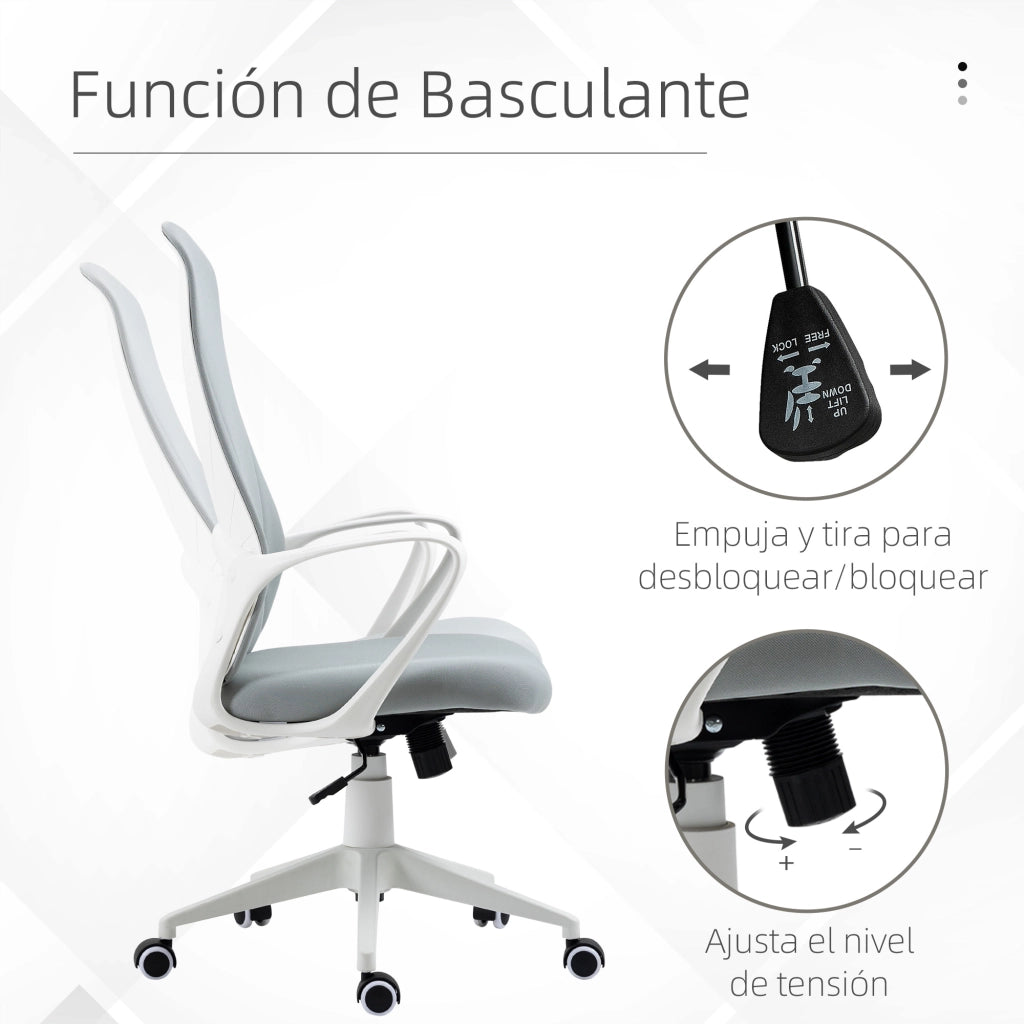 Sedia da Ufficio con Schienale Alto e Braccioli ¨C Minimal ¨C Grigio 62x56x110-119,5cm