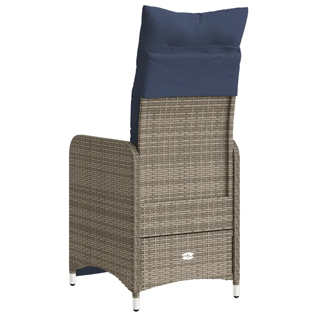 Sedia da giardino reclinabile con cuscini grigia in polyrattan 365699