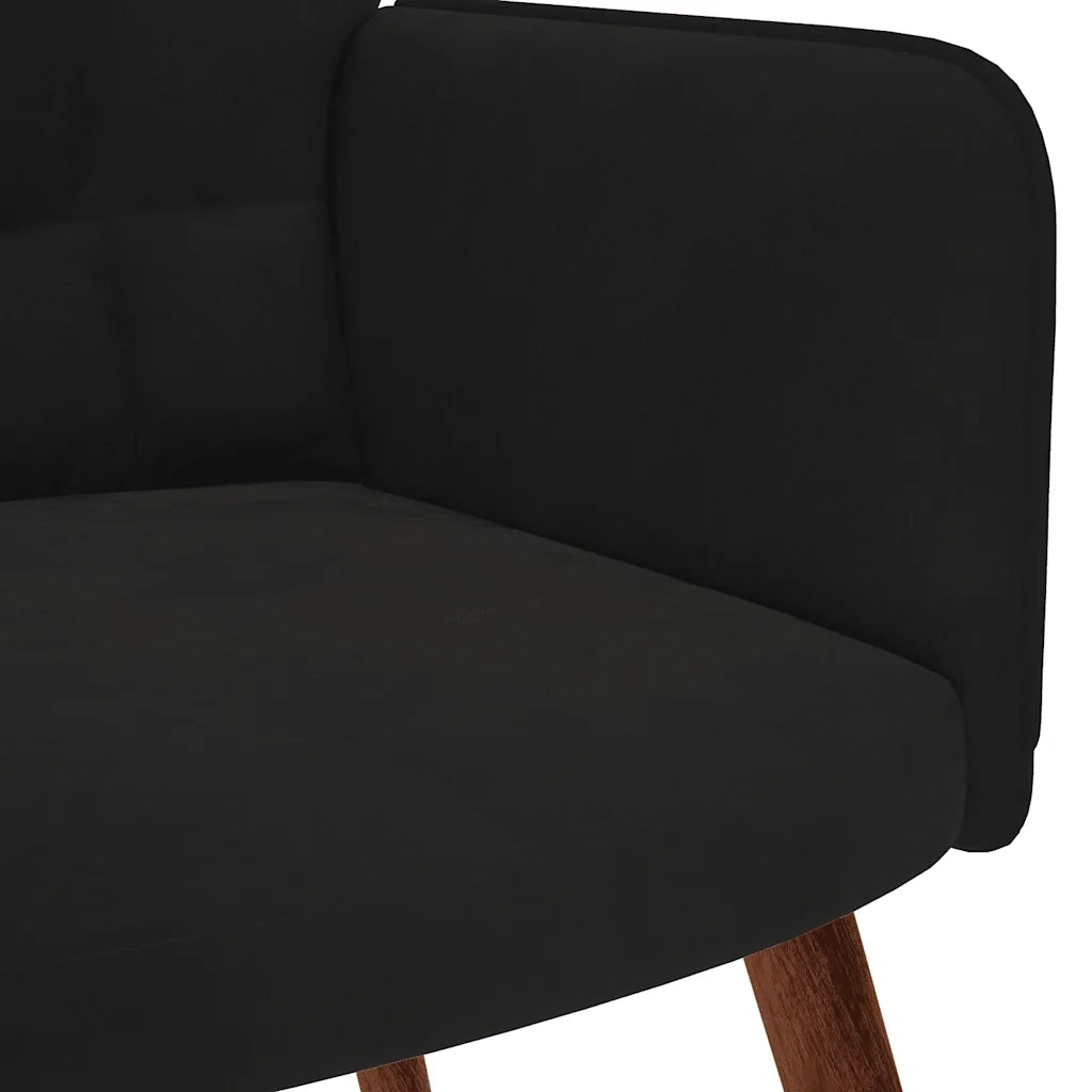 Poltrona Relax | Sedia Relax con Sgabello in Velluto Nero
