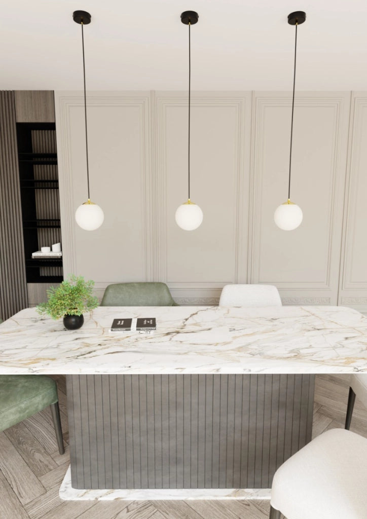 Lampada sospesa Emibig Royal vetro bianco oro E14 Ø14