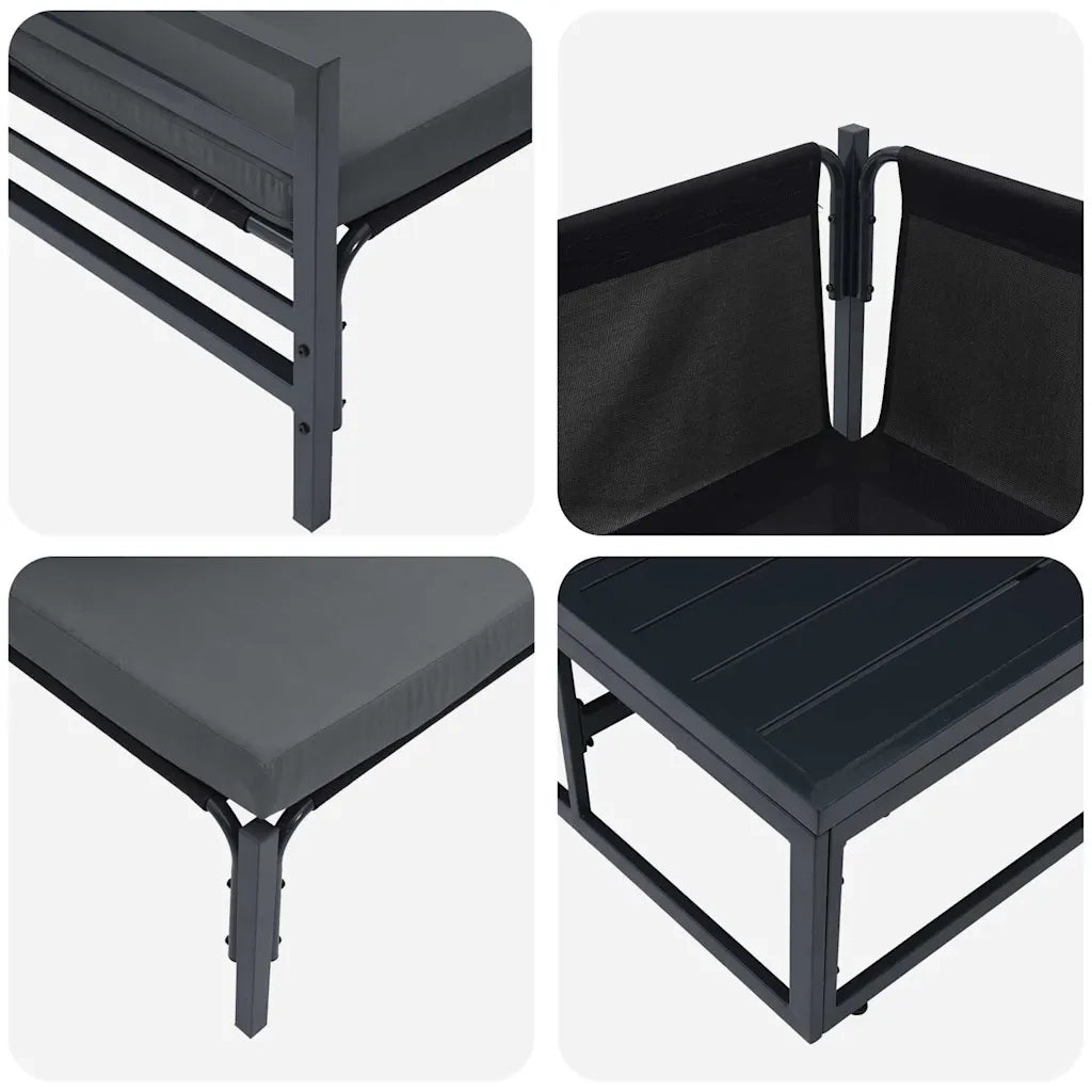 Set Divano da Giardino con cuscino 14 pcs Nero Acciaio