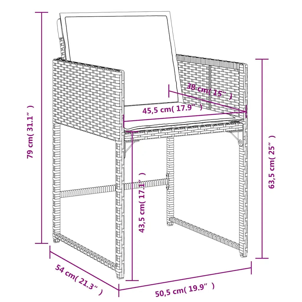 Set da Pranzo da Giardino 15 pz con Cuscini Grigio Polyrattan 3278185