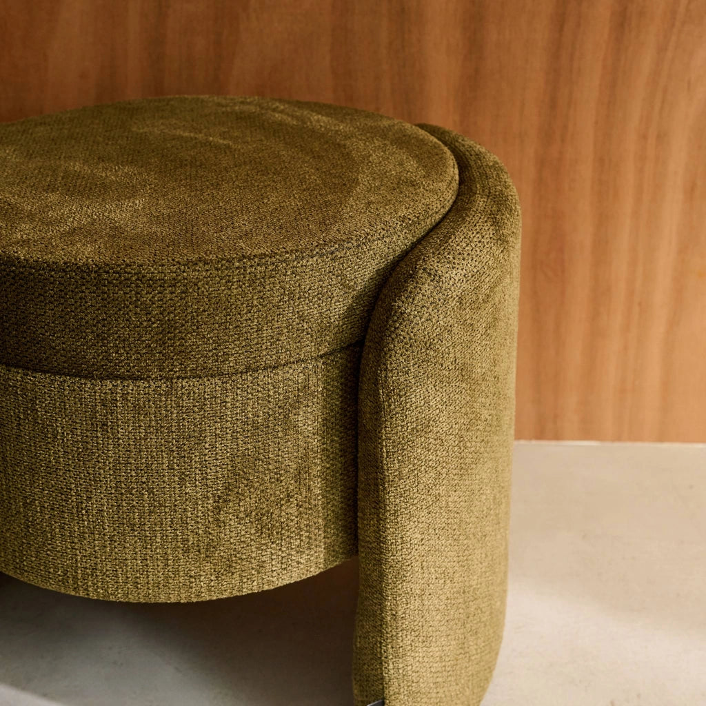 Pouf contenitore in tessuto, verde kaki