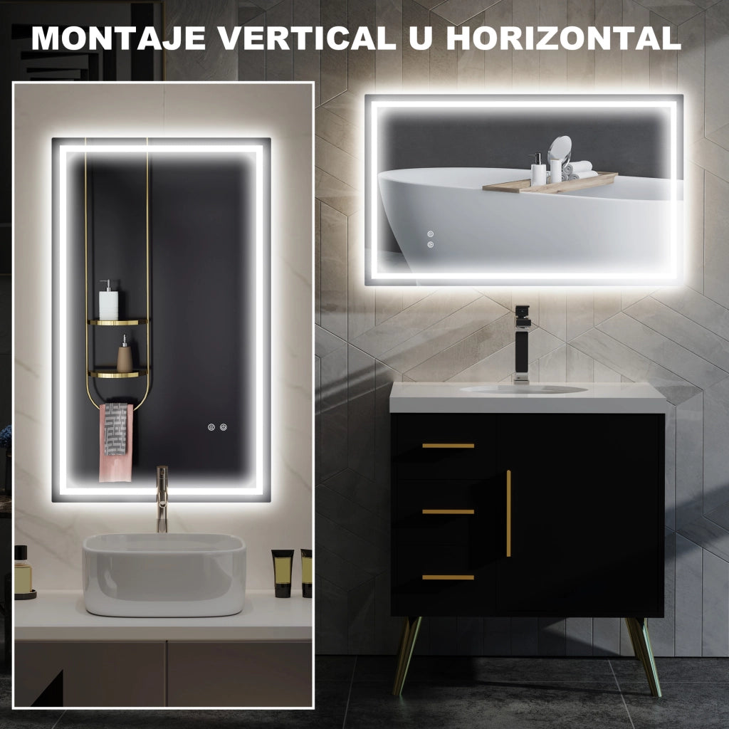 Specchio da Bagno LED con Antiappannante ¨C Minimal ¨C 100x60 cm