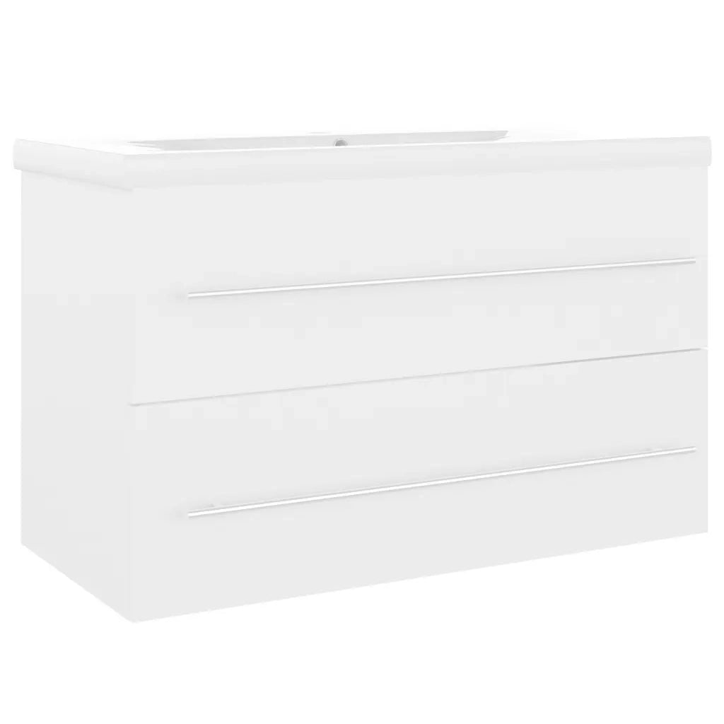 Mobile con Lavabo Integrat-Armadietto da Cucina-Lavandinoo Bianco in Legno Multistrato 120185