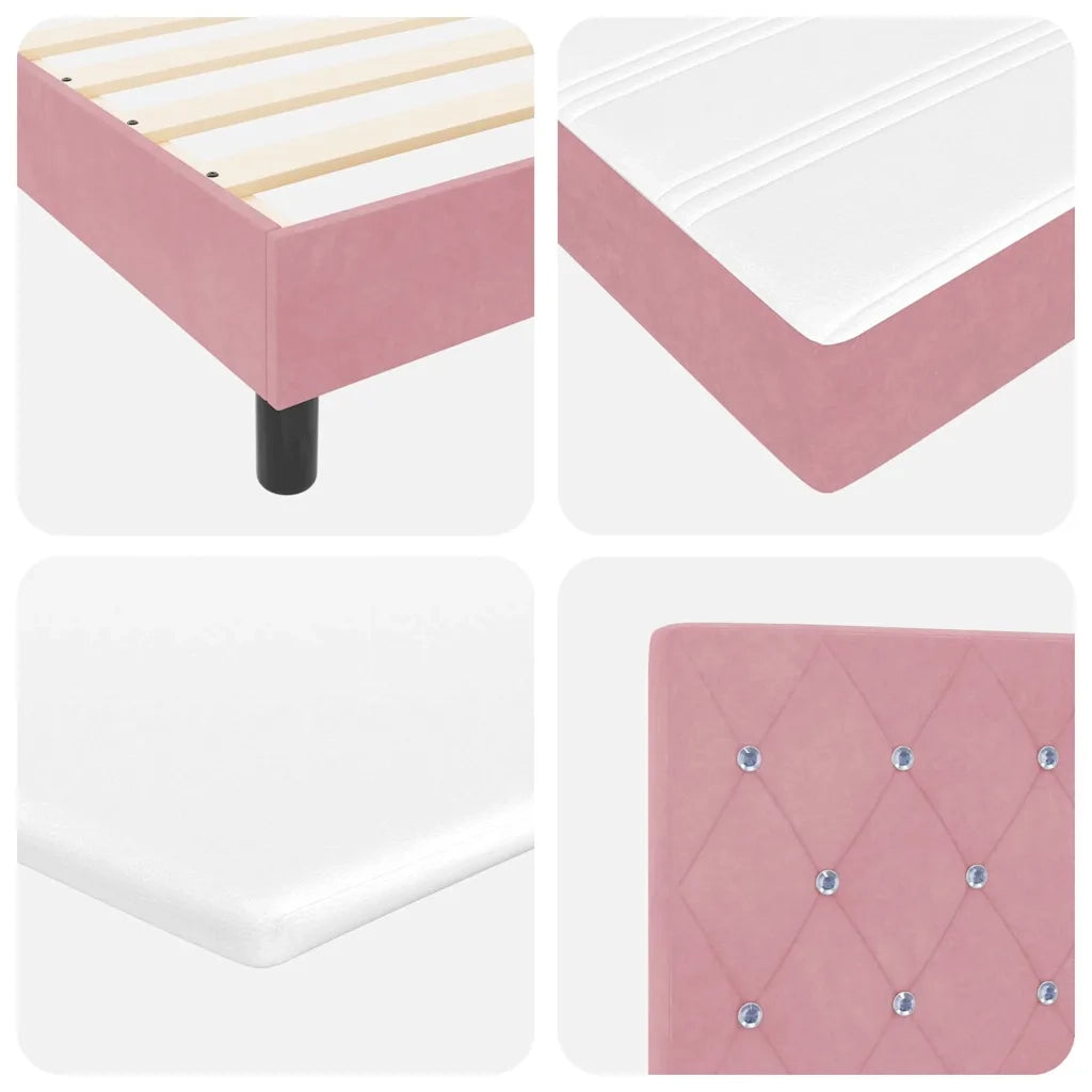 Letto a molle con testiera Rosa 160 x 200 cm Velluto 3340345