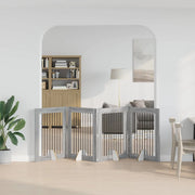 Cancello per cani pieghevole con supporti 4 pz Sonoma grigio 892046