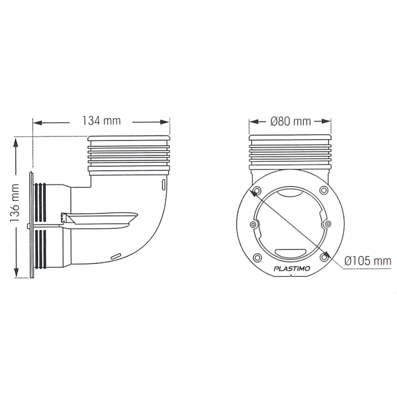 RACCORDO CURVO EZ AIR MM 80 ELBOW CONNECTOR MM 80