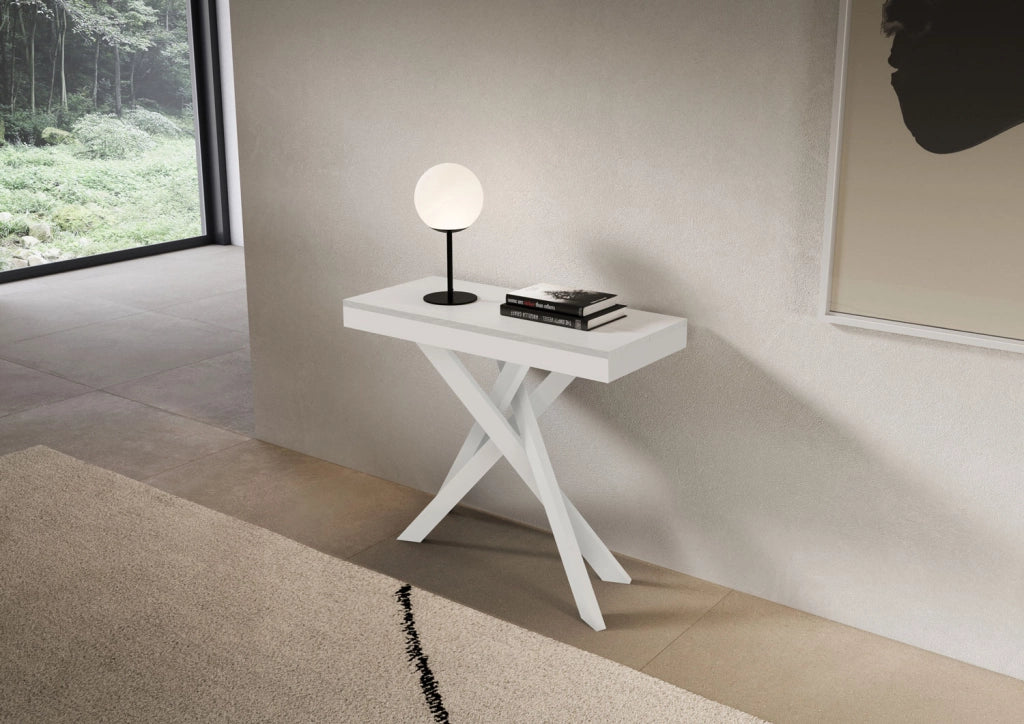 Consolle allungabile 90x40/300 cm Sakuro Evolution Bianco Frassino gambe bianche