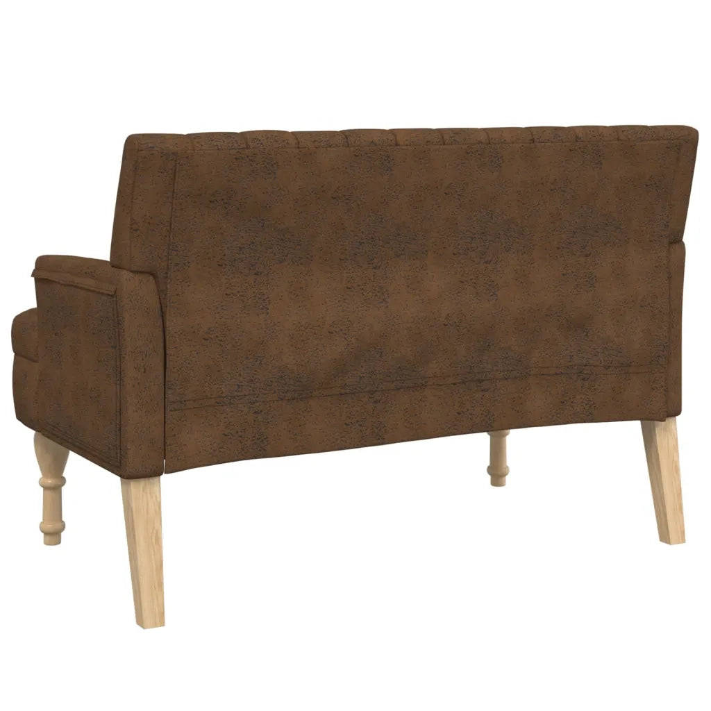 Panca con Cuscini-Sgabello-Divano Marrone 113x64,5x75,5 cm in Scamosciato