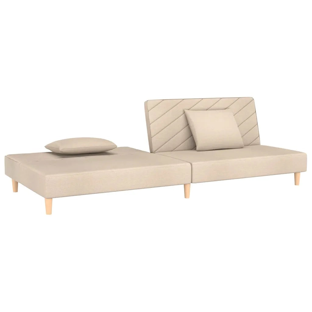 Divano Letto a 2 Posti con 2 Cuscini-Sofa Letto 2 Posti-Daybed Crema in Tessuto 104792