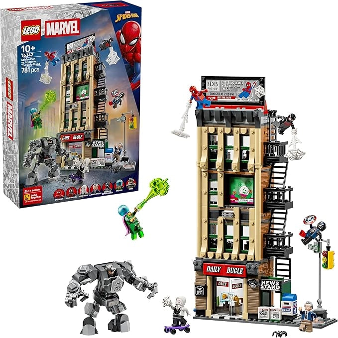 LEGO | Marvel Spider-Man vs. Mysterio: il Daily Bugle - Giocattolo dei Supereroi con Action Figure Mech e 7 Minifigure ,