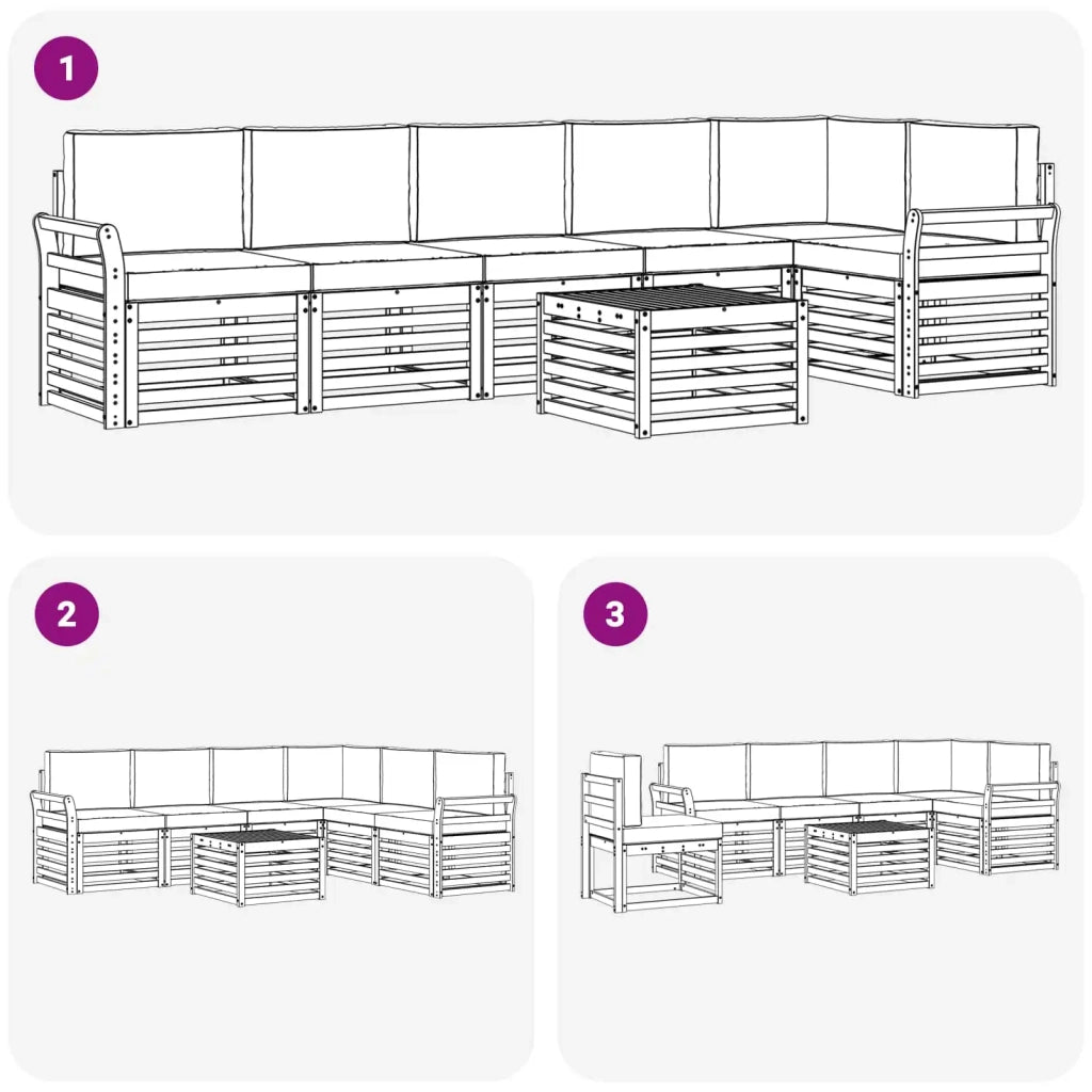 Set di divani da esterno 7 pcs Bianco e Crema 59 x 59 x 37 cm 3391955