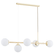 Lampadario moderno oro 5 sfere bianche E14 DANSA Alfa