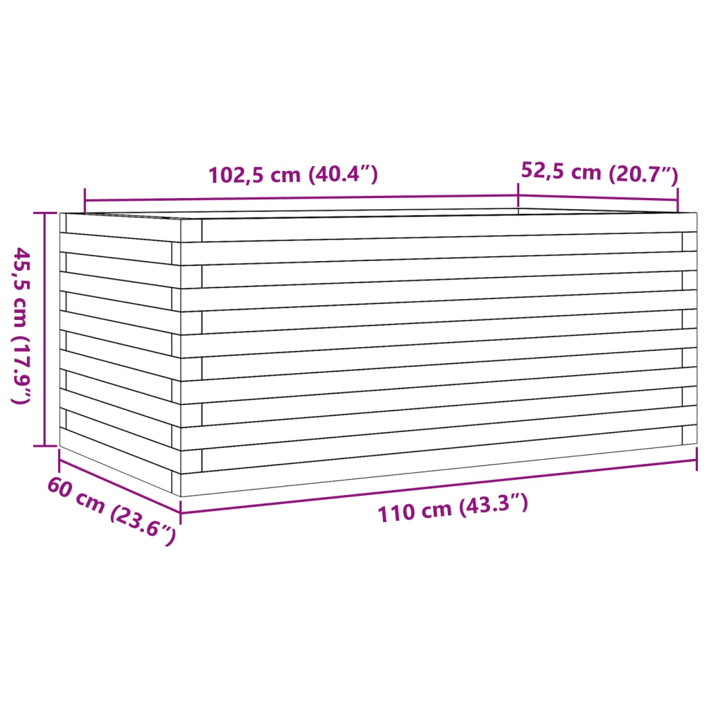 Fioriera | Cassetta per fiori | Vaso da Giardino 110x60x45,5 cm in Legno Massello di Pino