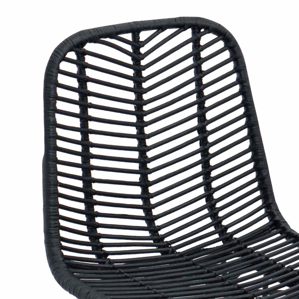 Sedia da Bar 2 pcs Nero 44,5 x 53 x 111 cm Rattan e Ferro 42011549