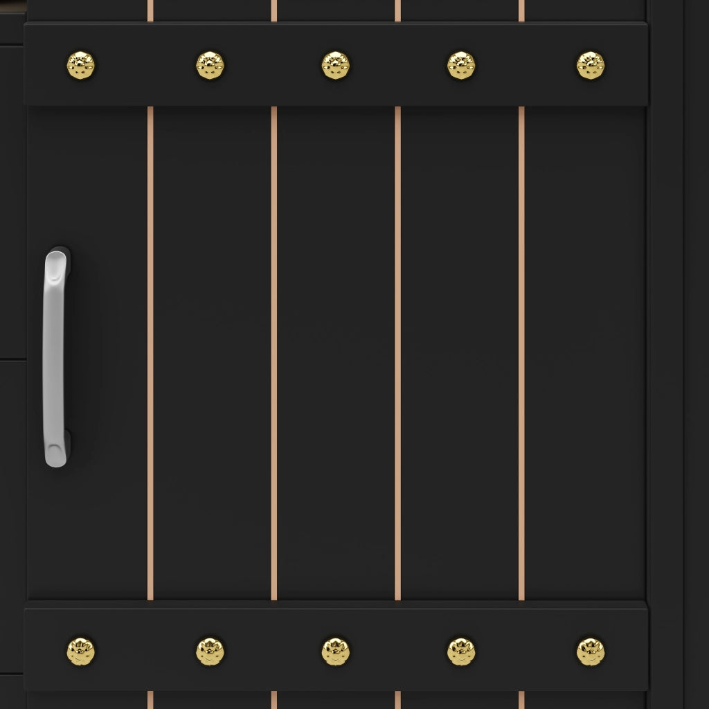 Carrello da Cucina con Cassetti e Ante Scorrevoli ¨C MINIMAL ¨C Nero