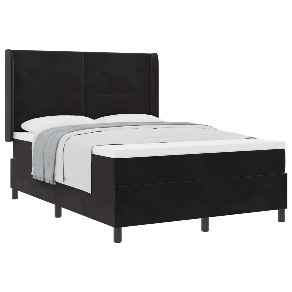 Letto a molle con materasso Nero 140 x 190 cm Velluto