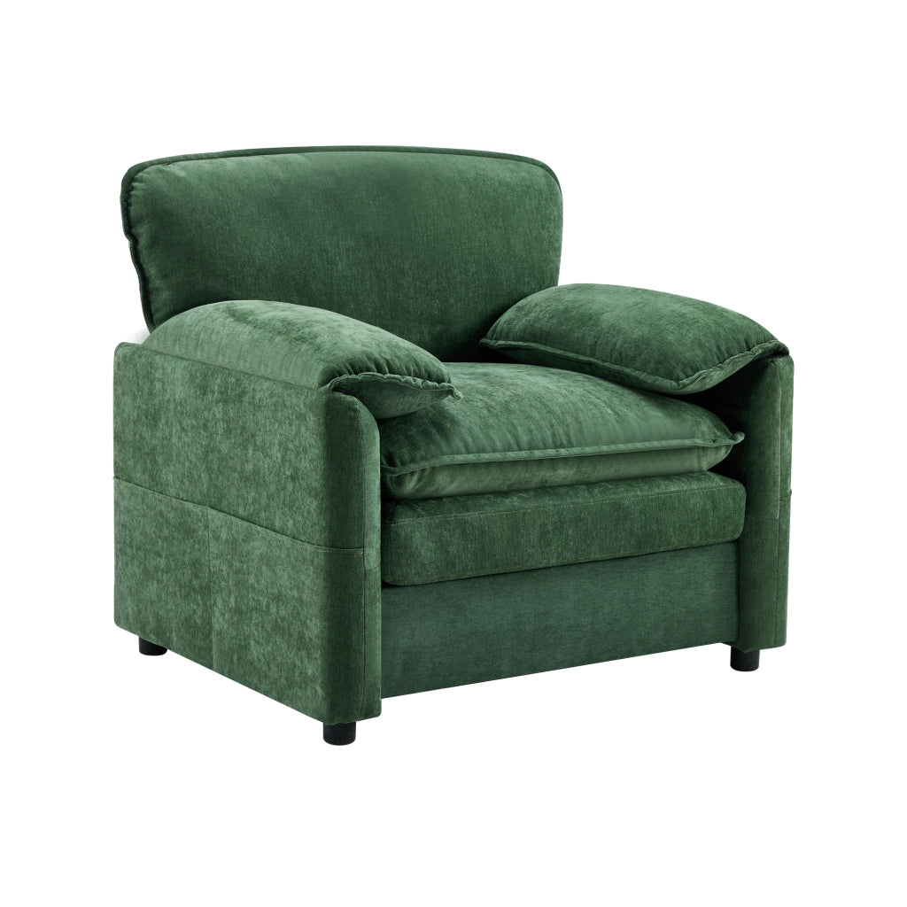 Divano singolo verde retr¨° - Zephmum - Forma semplice con doppia tasca laterale