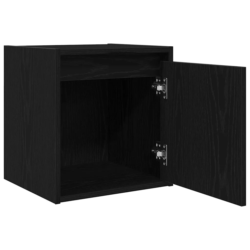 Comodino a Muro-Tavolino da notte sospeso Rovere Nero 38x34x40 cm 165686