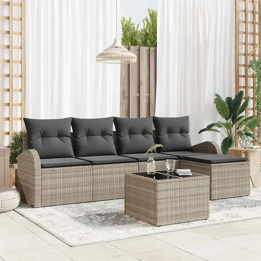 Set Divano da Giardino 6 pcs Grigio chiaro polyrattan 3346012