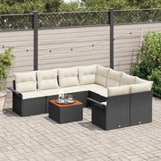 Set Divano da Giardino con cuscino 9 pcs Nero polyrattan 3347306