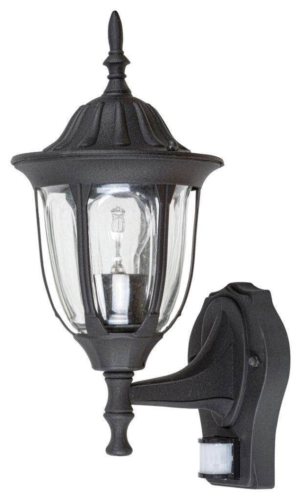 Applique esterna classica con sensore E27 Milano nera Rabalux