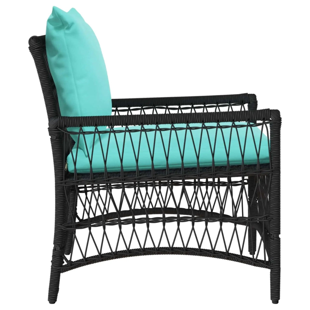 Sedia da Giardino con cuscino Nero 73 x 61 x 77 cm polyrattan 42006225