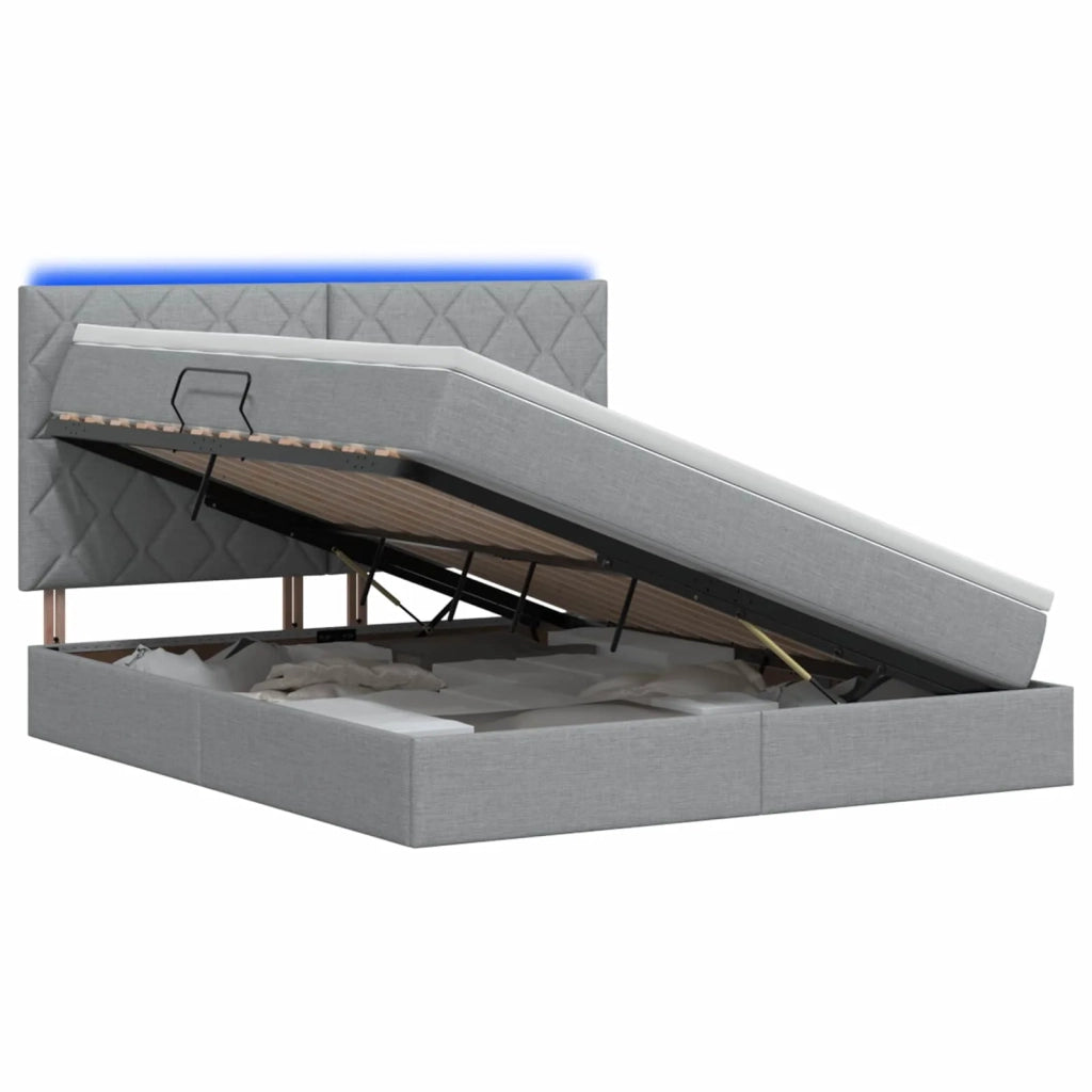 Letto con contenitore LED e materasso Grigio Chiaro 3460023
