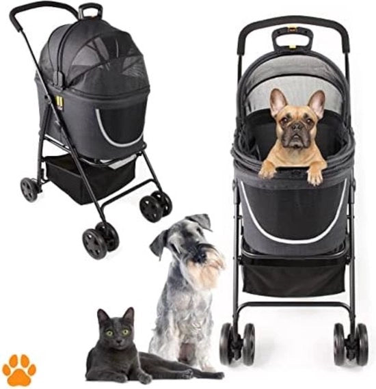 Buggia per cani con chiusura automatica - Buggia per cani per terreni varii - Nero