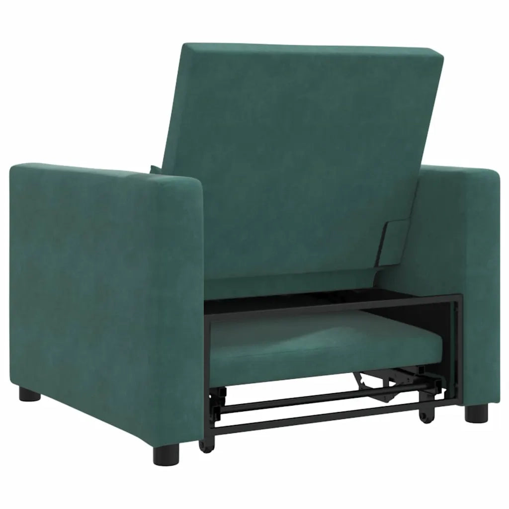 Divano letto estraibile singolo con ruote Verde scuro Velluto 42002699
