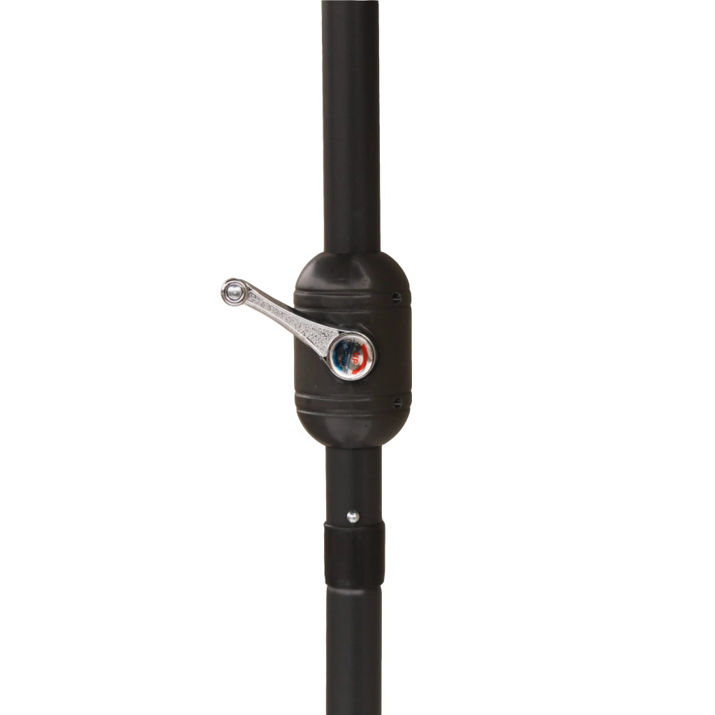 Ombrellone da giardino mezzaluna Soleo (270cm), acciaio e poliestere, palo diam. 38 mm, apertura antivento con manovella, senza base