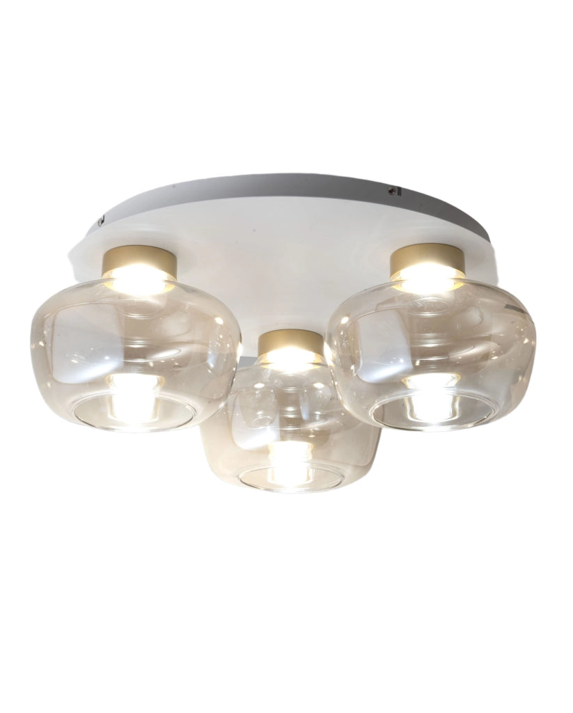 Plafoniera LED Kino Ø51cm 36W 3900lm 3000K Dimmerabile a step, Struttura in metallo e vetro borosilicato Cognac, Classe 1, IP20 - Kino