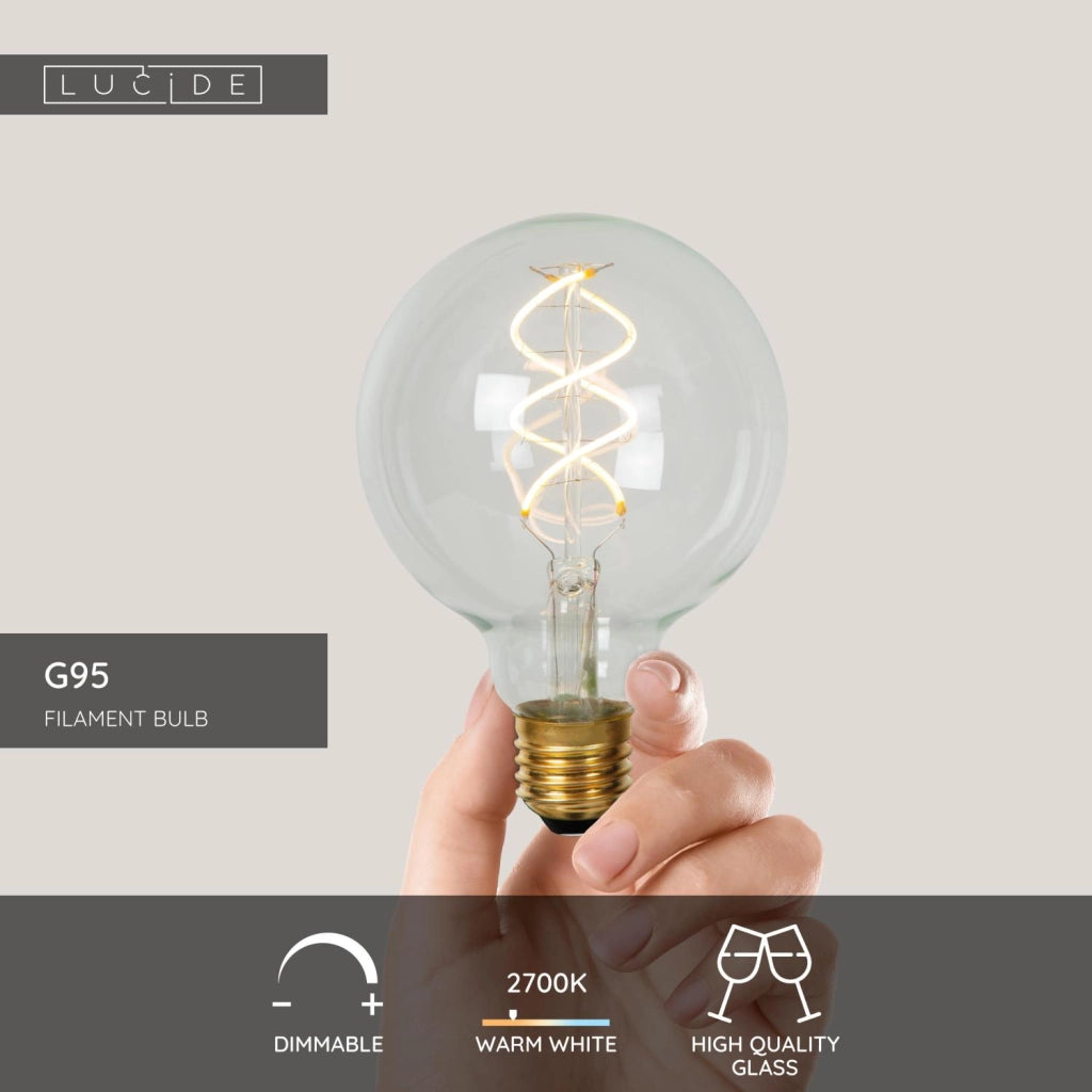 Lampadina LED filamento sfera E27 5W 2700K Lucide