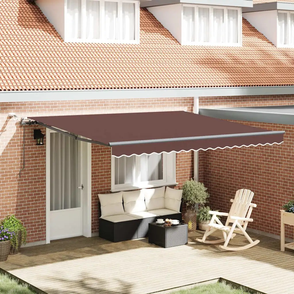 Tenda da Sole Retrattile Automatica con LED Marrone 400x300 cm 3310211