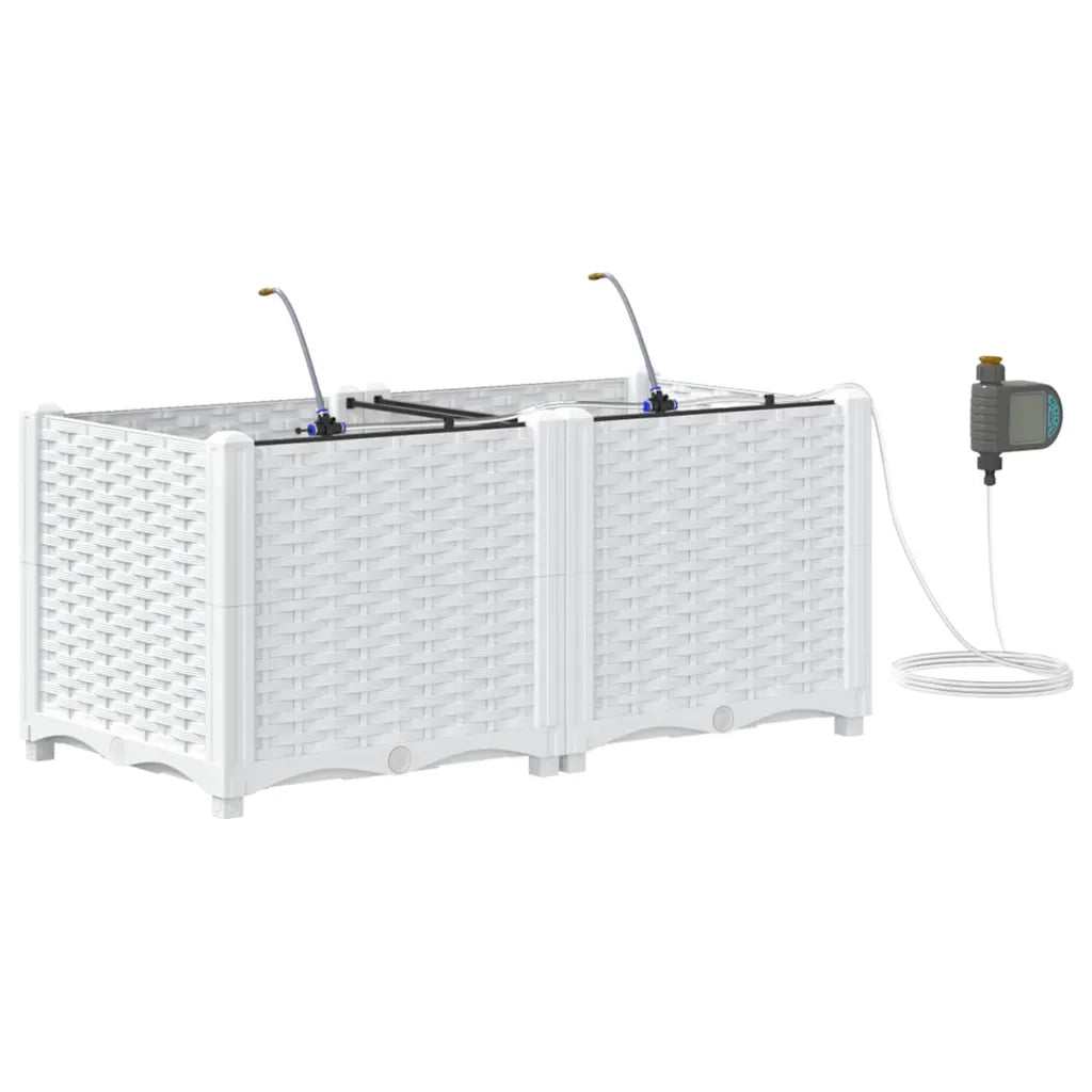 2 pz Fioriere | Cassetta per fiori | Vaso da giardino Bianco 80 x 40 x 37,5 cm Plastica