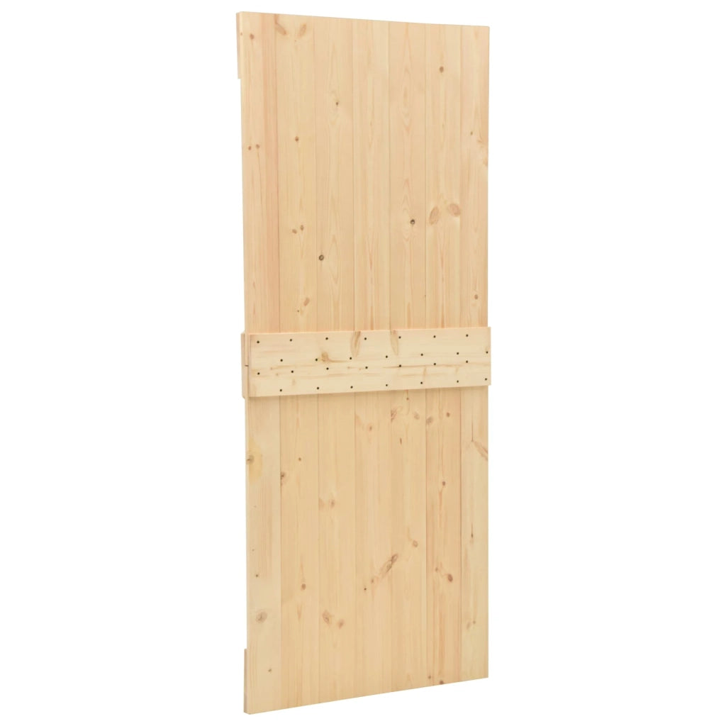 Porta scorrevole 2 pcs Naturale e Nero Legno Massello di Pino 3444875