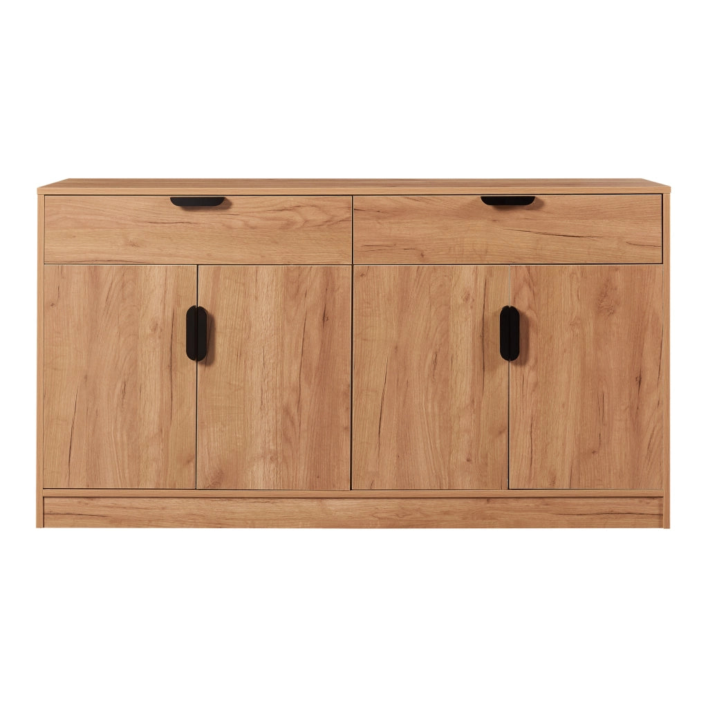 Comò Varkaus con 2 Cassetti e 4 Ante 75 x 140 x 40 cm - Effetto Rovere [en.casa]