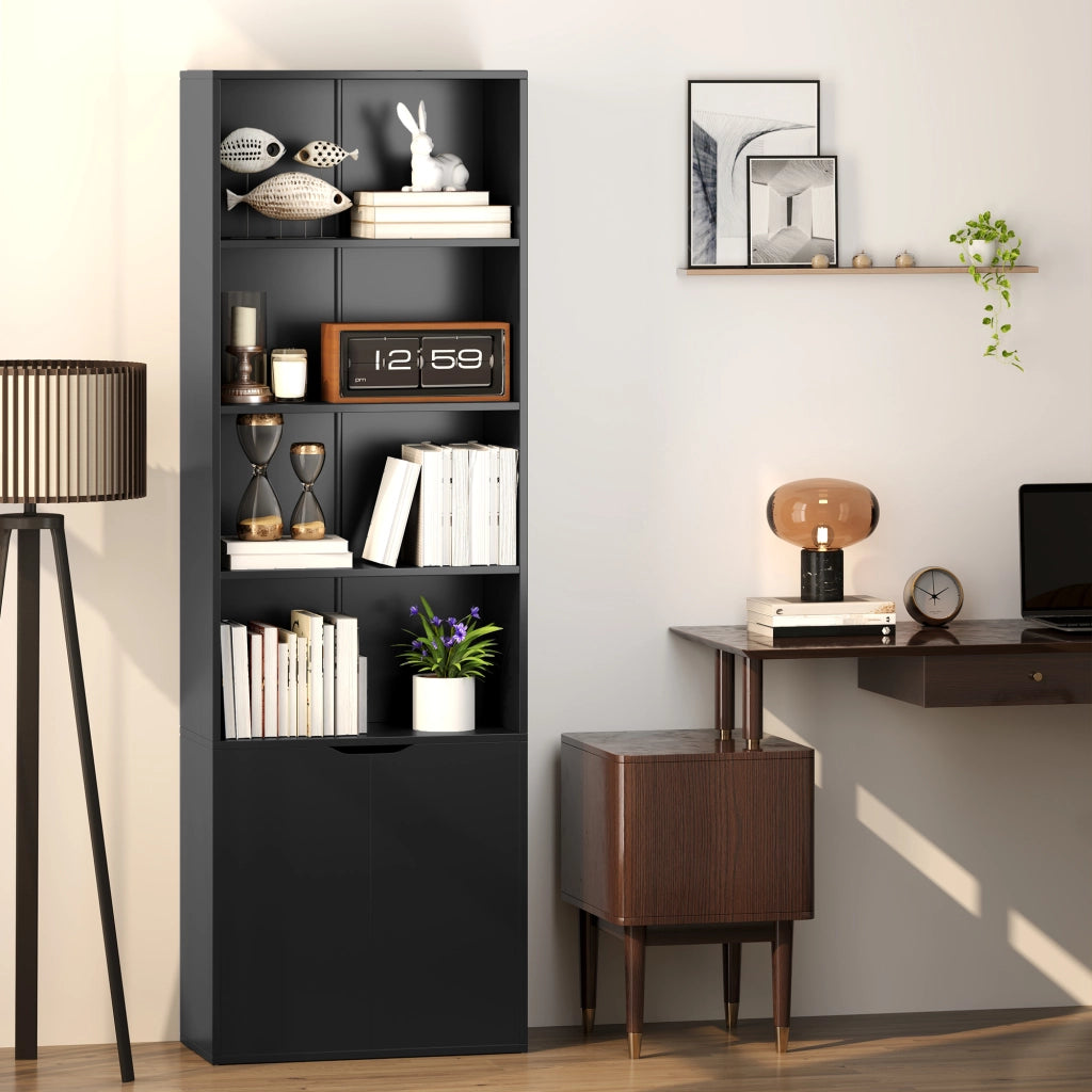 Libreria con ante e ripiani ¨C Xylo ¨C Legno nero 59x29x180 cm